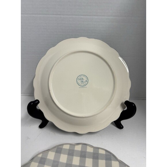 Pioneer Woman GINGHAM GREY Set of  4 Dinner Plates 10 3/4" NEW - Picture 4 of 10